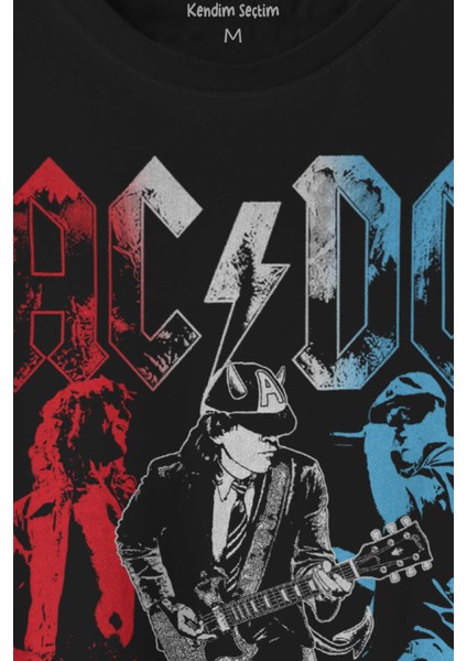 Ac Dc Kırmızı Bordo Gri Mavi Angus ve Malcolm Young Rock'n Roll Baskılı Tişört Unisex T-Shirt10
