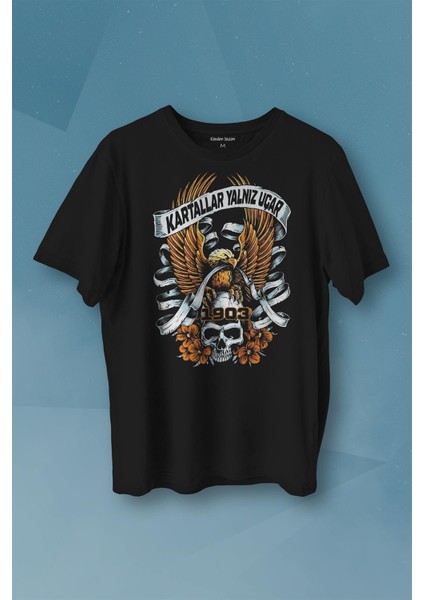 Kartal 1903 Kartallar Yalnız Uçar Beşiktaş Baskılı Tişört Unisex T-Shirt10