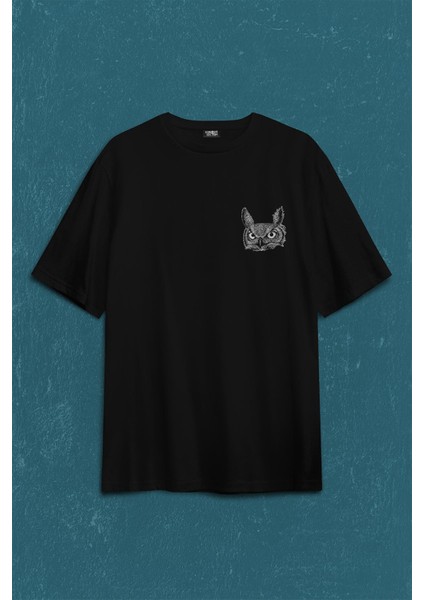 Baykuş Dolunay Owl Sırt Ön Baskılı Oversize Tişört Unisex T-Shirt10 fiyatları