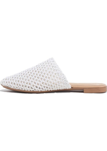 DZA07-10042020 Beyaz Günlük Hasır Örgülü Kadın Terlik modelleri