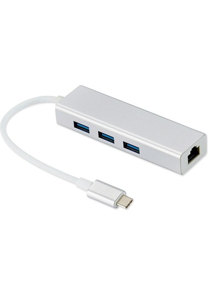 Type C USB 3.1 – 3port USB 3.0+ RJ45 Gigabit Ethernet Çoklayıcı Hub