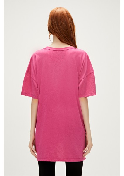 Re-Finger Recycle Fuşya Pembe T-Shirt Baskılı Kadın Tişört10 modelleri