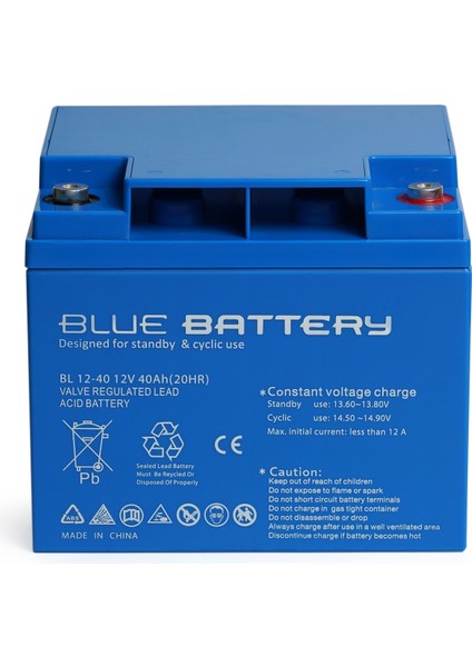 Blue Battery 12 Volt 40 Amper  Bakımsız Kuru Akü , Ups Aküsü