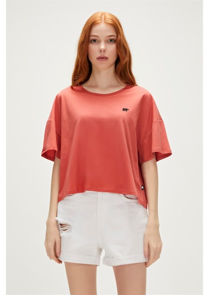 Lara Oversize T-Shirt Ginger Tarçın Basic Kadın Tişört10