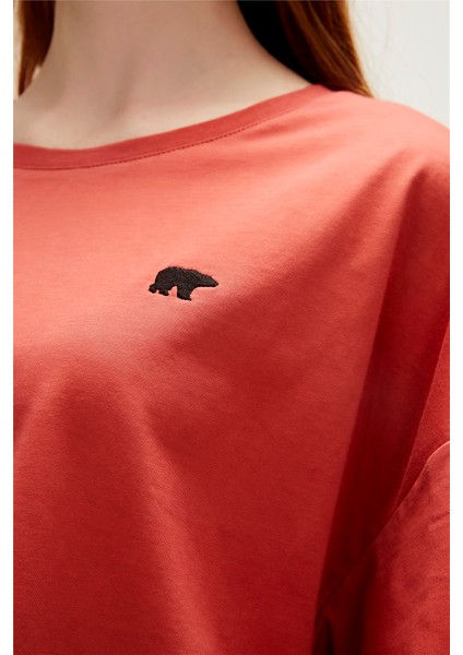 Lara Oversize T-Shirt Ginger Tarçın Basic Kadın Tişört10 fırsatları