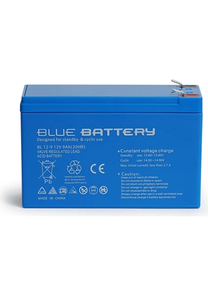 Blue Battery 12 Volt 9 Amper  Bakımsız Kuru Akü , Ups Aküsü