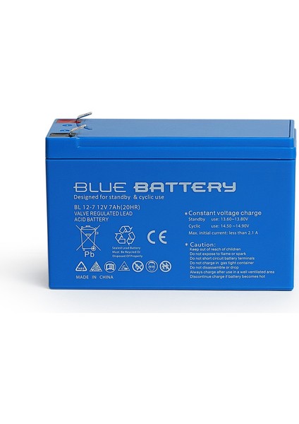 Blue Battery 12 Volt 7 Amper Bakımsız Kuru Akü , Ups Aküsü