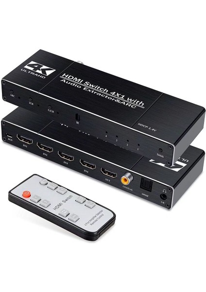 4K421A 4x1 HDMI 2.0 4K Ultra Hd 2160P Hdr Hdcp Arc Audio Extractor Ses Ayrıştırıcılı 4 Giriş 1 Çıkış Switch