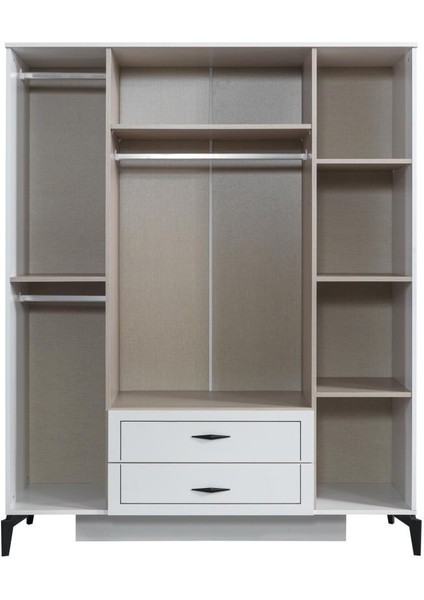 Çizgi 4 Kapılı 2çekmeceli Gardırop Elbise Dolabı 160X55X200CM fiyatları