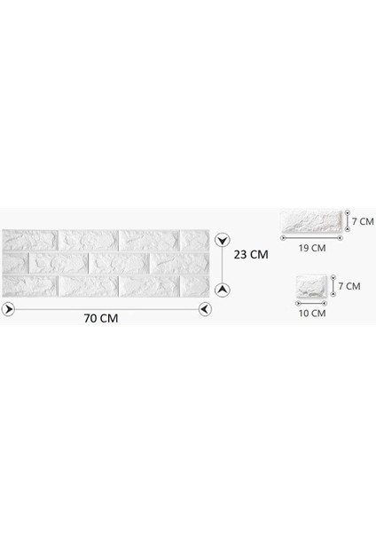 Renkli Duvarlar 70X23CM(0,17M2) Tuğla Desen Kendinden Yapışkanlı 3D Duvar Kağıdı Kaplama Paneli