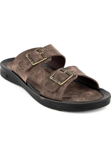 Orthopedix Kane Çift Tokalı Kahverengi Erkek Terlik 33300