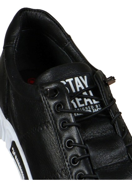 Orthopedix Basel 102 20250 Hakiki Deri Siyah-Beyaz Erkek Sneaker Spor Ayakkabı indirimleri