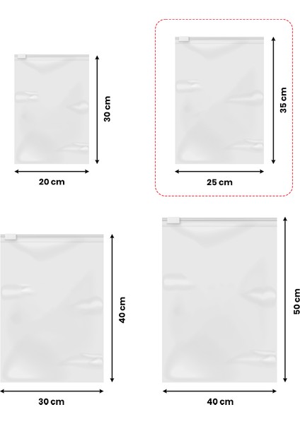 Baskısız Fermuarlı Şeffaf Buzlu Poşet-  25*35 - 100ADET