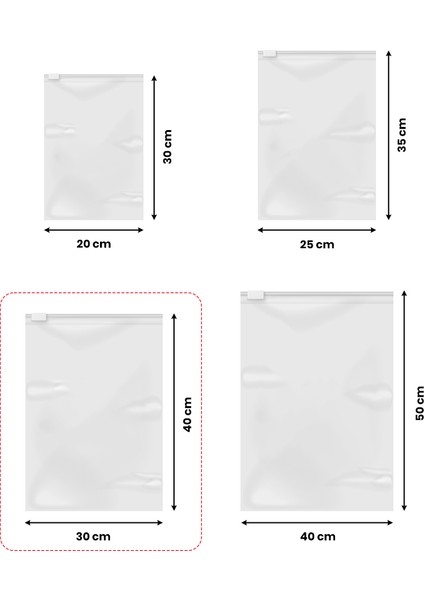 Baskısız Fermuarlı Şeffaf Buzlu Poşet- 30*40 - 500ADET