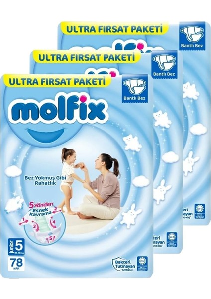 Bebek Bezi Ultra Fırsat Paketi Junior 5 No 78 Li x 3 Adet 134302