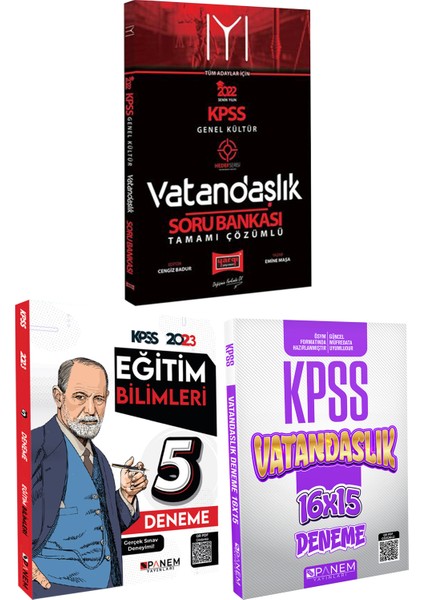 KPSS Vatandaşlık Soru Bankası+Panem Vatandaşlık Deneme+Eğitim 5 Deneme