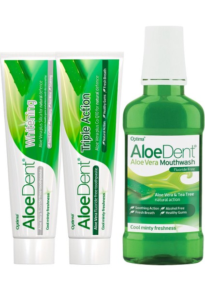 Aloevera Ekstra Diş Macunu 100ML+ALOEVERA 3 Etkili Diş Macunu Florür Sls Içermeyen 100ML+ALKOLSÜZ Florürsüz Ağız Bakım Suyu 250ML