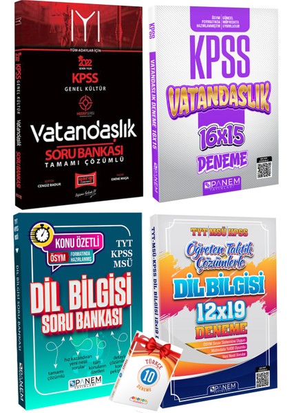 KPSS Vatandaşlık Sb+Panem Vatandaşlık Deneme+Dil Bil Soru Bankası+Bil Bil Deneme+Türkçe