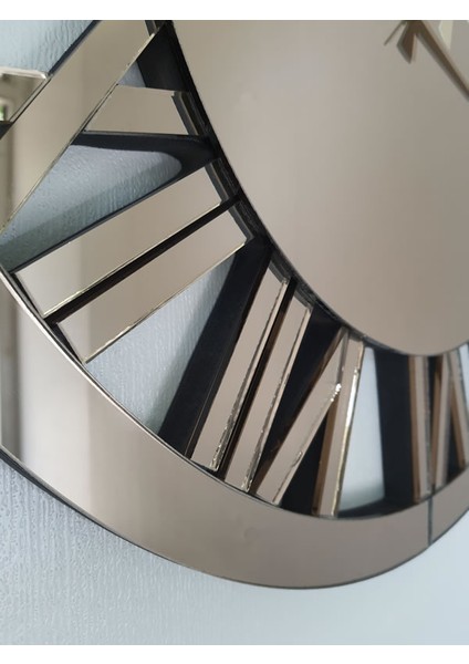 When Roma Bronze Model Bronz Renk 60 Cm Dekoratif Aynalı Duvar Saati