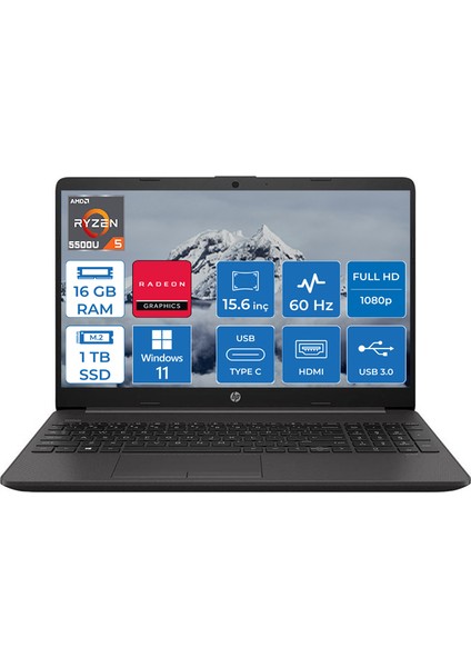 255 G8 Ryzen 5 5500U 16 GB 1 TB SSD Windows 11 Home 15.6" FHD Taşınabilir Bilgisayar 7N4W6AA20