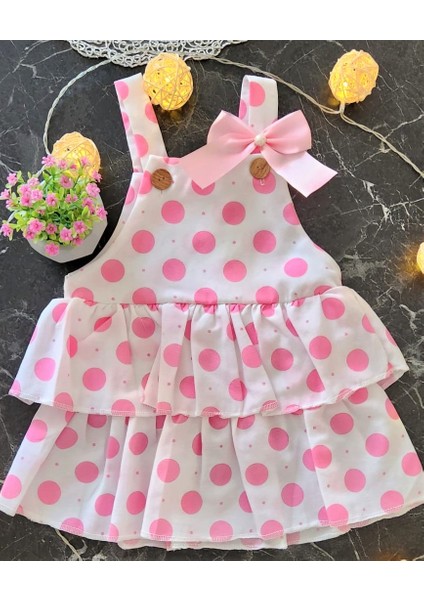 Kız Bebek Kırmızı Puantiyeli Fırfırlı Elbise