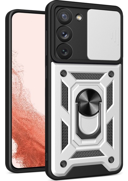 For Samsung Galaxy S23 Plus Için Çizgiye Döküm Anti Telefon Kılıfı, Slayt Kamera Koruyucu ile Ring Kickstand Pc + Tpu Arka Kapak (Yurt Dışından)