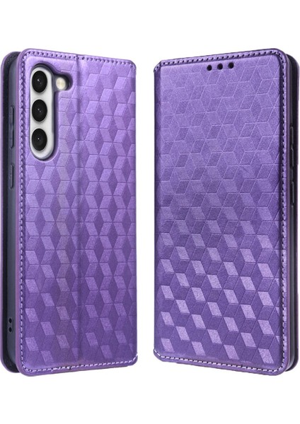 For Samsung Galaxy S23 Için Tam Koruma Arka Kapak Plus Rhombus Desen Basılı Pu Deri Flip Folio Telefon Kılıfı Cüzdan Stand (Yurt Dışından) fiyatları