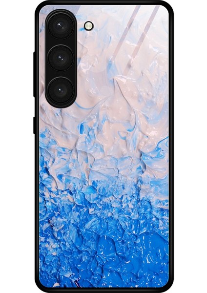 For Samsung Galaxy S23 Için 5g Şık Mermer Desen Baskı Tpu + Temperli Cam Çizgi Anti-Çizgiye Dönüş Kılıfı Damla Geçirmez Telefon Kapağı (Yurt Dışından)