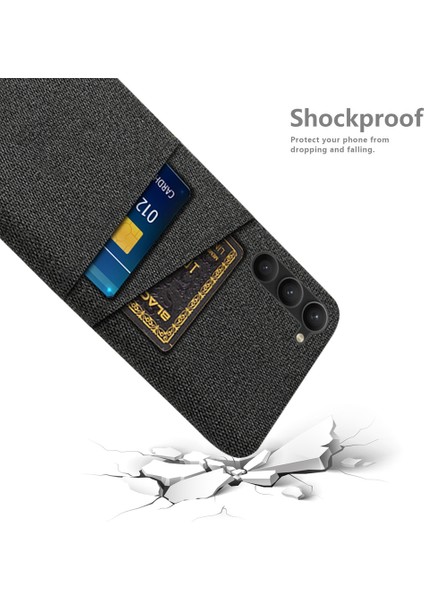 For Samsung Galaxy S23 Kumaş Dokusu Çizgiye Deans Anti-Cratch Telefon Kılıfı Çift Kart Yuvaları Sert Pc Koruyucu Cep Telefonu Arka Kapak (Yurt Dışından) fırsatları
