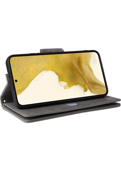 For Samsung Galaxy S23 Plus Için Fermuar Cep Telefonu Kapağı, Perçin Buckle Pu Deri Telefon Kılıfı Stand Cüzdanı Kayış (Yurt Dışından) fırsatları