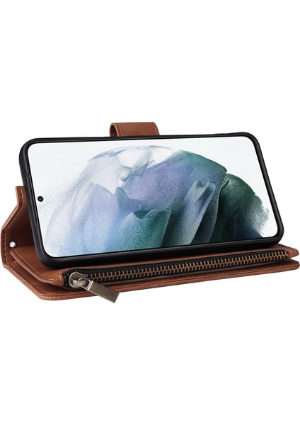 For Samsung Galaxy S23 Için Artı Çoklu Kart Yuvası Zipper Cep Pu Deri Kılıf Şok Geçirmez Cüzdan Stand Kapağı (Yurt Dışından) modelleri