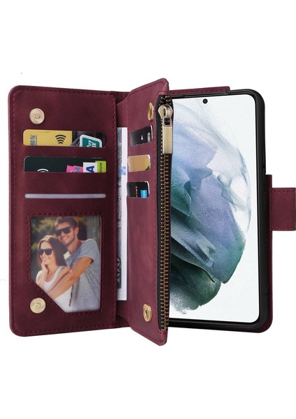 For Samsung Galaxy S23 Için Çoklu Kart Yuvası Pu Deri Stand Kılıfı Fermuar Cep Anti-Çizgiye Dönem Telefon Cüzdan Kapağı (Yurt Dışından) fiyatları