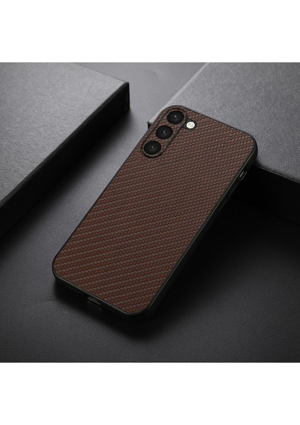 For Samsung Galaxy S23 Için Artı Parmak Izi Karbon Fiber Doku Telefon Kasası Pu Deri Kaplı Tpu Arka Kapak (Yurt Dışından) modelleri