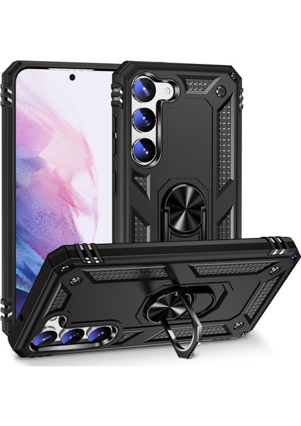For Samsung Galaxy S23 Için Artı Sonbahar Geçirmez Askeri Sınıf Kasa Ring Kickstand Tasarımı Pc + Tpu Arka Kapak (Yurt Dışından)