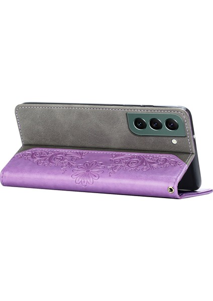 For Samsung Galaxy S23 5g Için Pu Deri Cep Telefonu Kılıfı, Kelebek Çiçeği Baskılı Tam Koruma Cüzdan Kapağı Standlı (Yurt Dışından) fırsatları