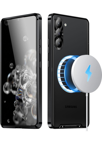 For Samsung Galaxy S23 Telefon Kapağı Tpu Geri + Elektrokaplama Metal Kenar Entegre Lens Koruma Anti-Drop Mat Telefon Kılıfı Desteği Kablosuz Şarj (Yurt Dışından) fiyatları