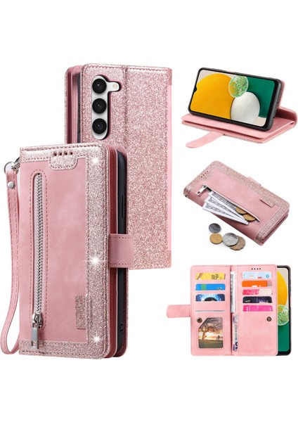 For Samsung Galaxy S23 Için 5g Fermuarı Cüzdan Telefon Kılıfı Deri Folyo Flip Cover Çok Kart Yuva Telefon Kabuğu Strap ile (Yurt Dışından)