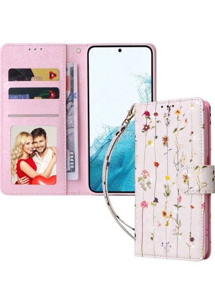 For Samsung Galaxy S23 Pu Deri Deri Şok Geçirmez Telefon Stand Kılıfı Şık Lake Rfıd Engelleme Cüzdan Kapağı (Yurt Dışından)