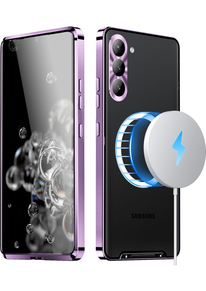 For Samsung Galaxy S23 Telefon Kapağı Tpu Geri + Elektrokaplama Metal Kenar Entegre Lens Koruma Anti-Drop Mat Telefon Kılıfı Desteği Kablosuz Şarj (Yurt Dışından) fiyatları