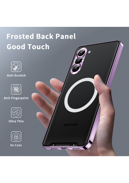 For Samsung Galaxy S23 Telefon Kapağı Tpu Geri + Elektrokaplama Metal Kenar Entegre Lens Koruma Anti-Drop Mat Telefon Kılıfı Desteği Kablosuz Şarj (Yurt Dışından) fırsatları