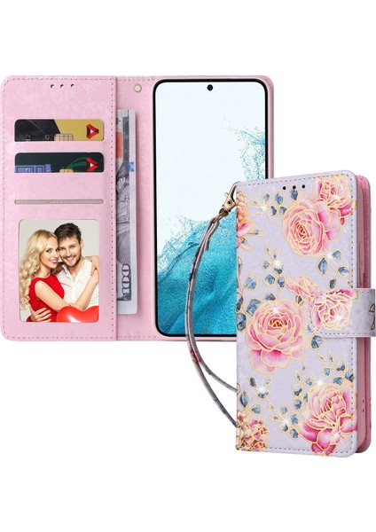 For Samsung Galaxy S23 Pu Deri Deri Şok Geçirmez Telefon Stand Kılıfı Şık Lake Rfıd Engelleme Cüzdan Kapağı (Yurt Dışından)