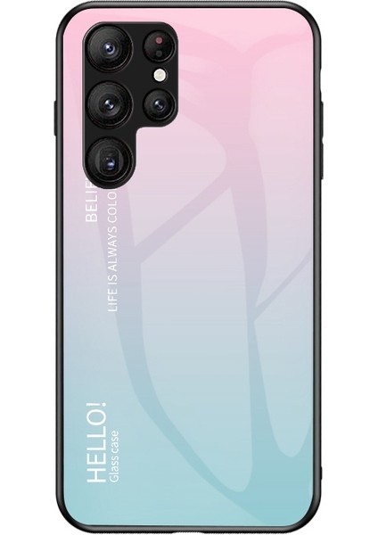 For Samsung Galaxy S23 Için Ultra Şok Geçirmez Kılıf Gradyan Renk Temsilli Cam Telefon Kılıfı Sabit Pc Yumuşak Tpu Arka Kapak (Yurt Dışından)