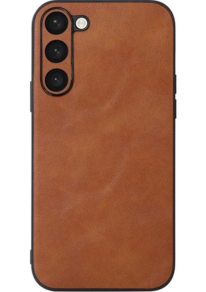 For Samsung Galaxy S23 Için Plus Etkiye Dayanıklı Cowhide Doku Pu Deri Kaplama Telefon Kılıfı Sabit Pc Yumuşak Tpu Kapağı (Yurt Dışından)