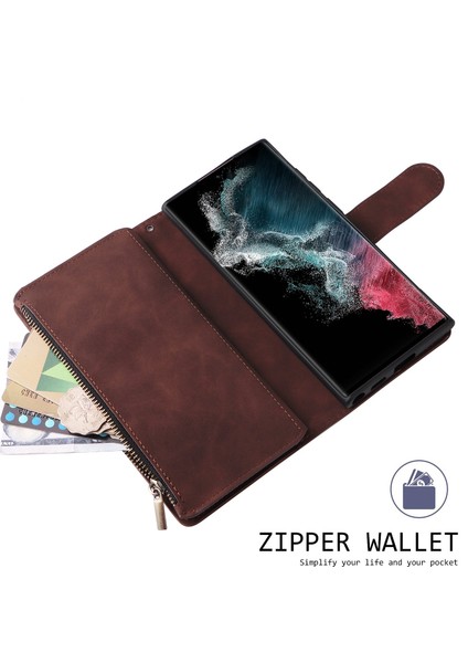 For Samsung Galaxy S23 Için Ultra Çoklu Kart Yuvaları Telefon Kapağı Pu Deri Cüzdan Stand Fermuar Cepi ile Tam Koruma Kılıfı (Yurt Dışından) fırsatları
