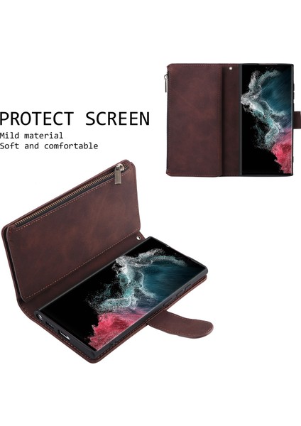 For Samsung Galaxy S23 Için Ultra Çoklu Kart Yuvaları Telefon Kapağı Pu Deri Cüzdan Stand Fermuar Cepi ile Tam Koruma Kılıfı (Yurt Dışından) indirimleri