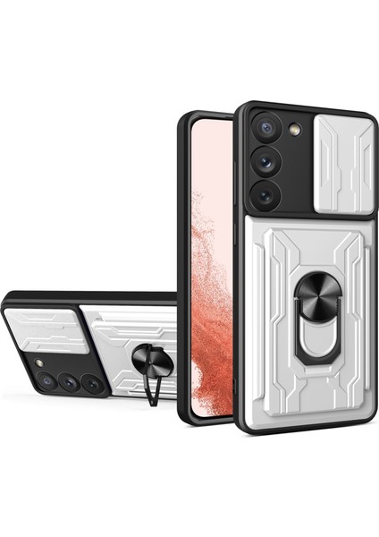 For Samsung Galaxy S23 Için Artı 5g Kart Tutucu Tasarım Manyetik Yüzük Kickstand Anti-Fall Telefon Kasası Pc + Tpu Hibrid Telefon Koruyucu Slayt Kamera Kapağı (Yurt Dışından)