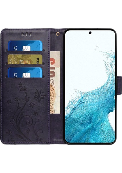 For Samsung Galaxy S23 Için Pu Pu Deri Stand Cüzdan Kılıfı Çiçek Kelebekleri Manyetik Toka Telefon Kapağı (Yurt Dışından) fiyatları