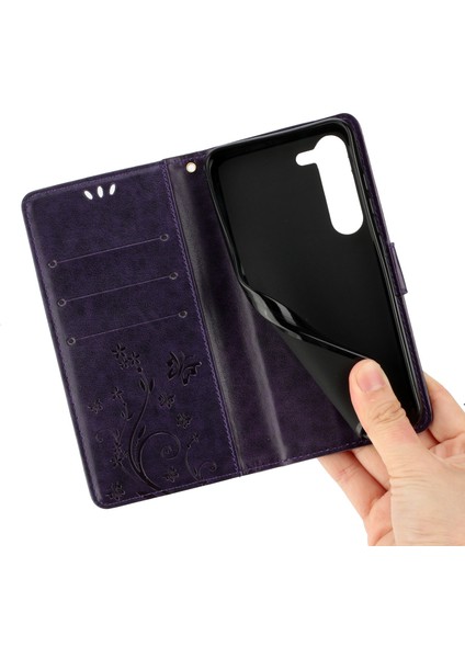 For Samsung Galaxy S23 Için Pu Pu Deri Stand Cüzdan Kılıfı Çiçek Kelebekleri Manyetik Toka Telefon Kapağı (Yurt Dışından) modelleri