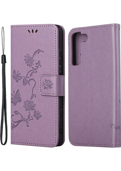 For Samsung Galaxy S23 Için Plus Kelebek Çiçeği Basılı Pu Deri Telefon Kılıfı Cüzdan Stand Tam Koruma Akıllı Telefon Kapağı (Yurt Dışından)