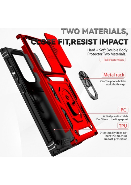 For Samsung Galaxy S23 Ultra Için Geri Kılıf, Slayt Kamera Koruyucu Tasarım Anti-Drop Pc + Tpu Koruyucu Telefon Kapağı Metal Ring Kickstand (Yurt Dışından) fırsatları